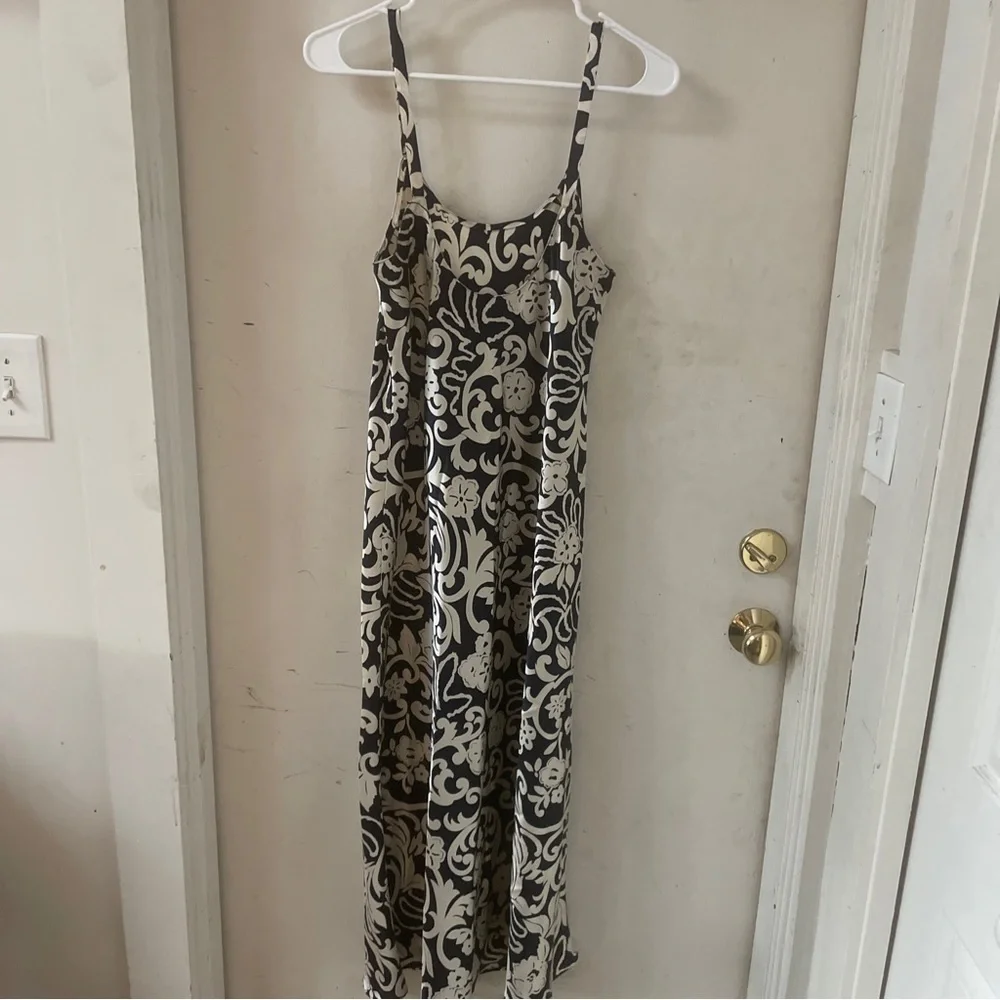 Natori Vintage Full Zip Caftan Robe & Gown Set Navy Neiman Marcus Long Kimono M